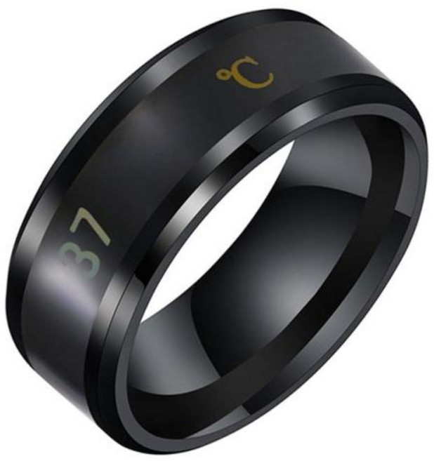 스마트링반지 호환 스마트 센서 체온 스테인레스 스틸 패션 실시간 온도 테스트 손가락 남녀공용 범용, 10) Black - number 7