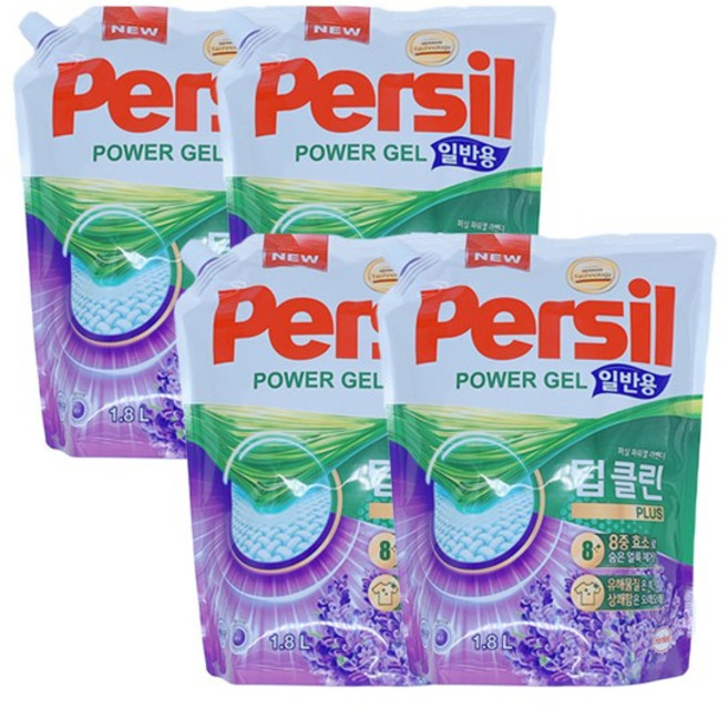 퍼실 파워젤 라벤더코튼 밀리언파워 일반용 액상세제리필, 1.8L, 4개