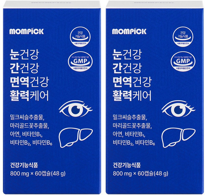 맘픽 눈건강 간건강 면역건강 활력 케어 루테인 밀크씨슬 아연 영양제, 2개, 60회분