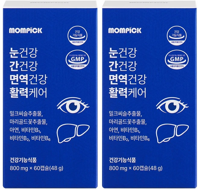 맘픽 눈건강 간건강 면역건강 활력 케어 루테인 밀크씨슬 아연 영양제, 2개, 60회분 - 쿠팡