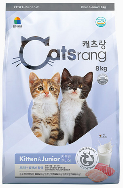 캐츠랑 고양이 길냥이 사료 키튼&주니어 어린냥이 8kg, 닭, 1개
