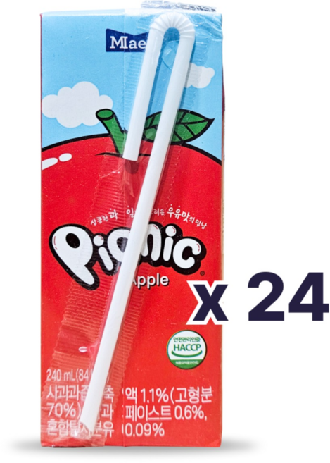 피크닉 사과, 240ml, 24개