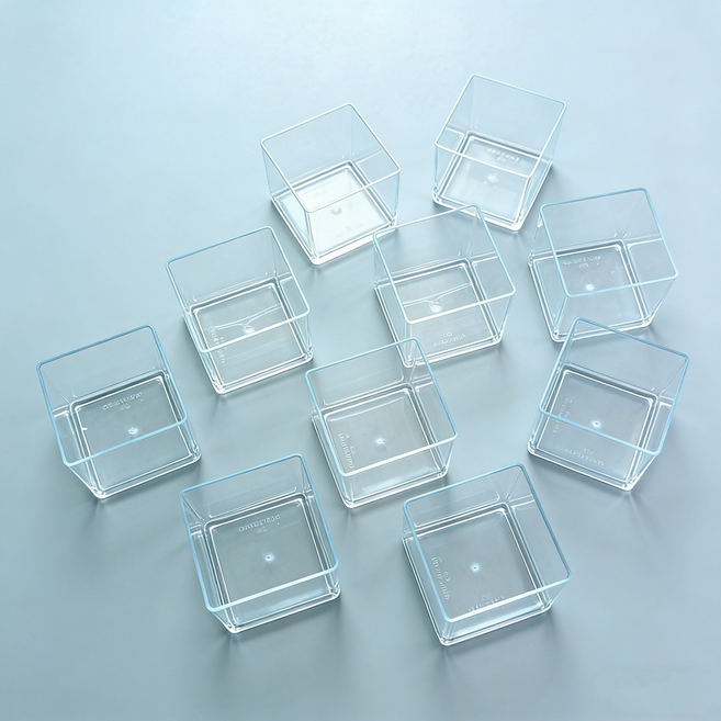 깨지지 않는 아크릴 사각 다육화분 10개 세트, 1개, 투명해요.