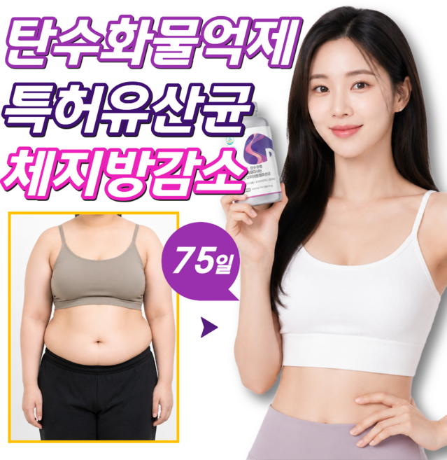 [공식정품] 대사순환유산균 뚱보균 비만균 지방합성억제 탄수화물 대사 연소 다이어트 체지방 감소 변비 건강기능식품 300캡슐(75회분), 1박스, 75회분