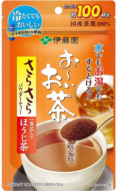 伊藤園 焙茶粉即溶茶 100杯份 冷熱皆宜 無糖, 1個, 烘焙茶 80g