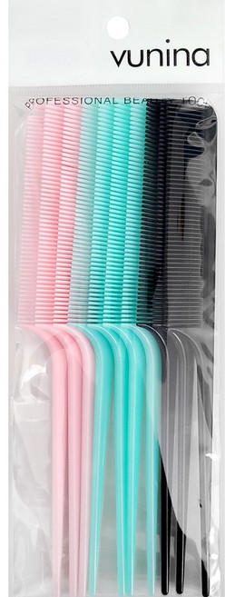 국산 컬러 꼬리빗 10P 혼합색상 앞머리 커트 정리 가르마빗, 1개