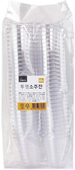 생활미소 투명한 소주잔 65ml, 60개, 1세트