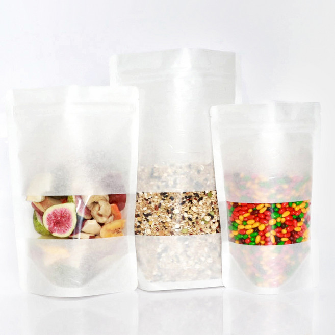 더팩컴퍼니 한지창스탠드지퍼백 4종 100장 박스구매, 100개, 13x20