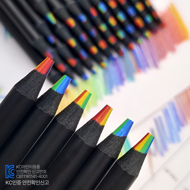 휴보그 7in1 레인보우 펜슬 무지개 색연필 10P, 10개, 7색