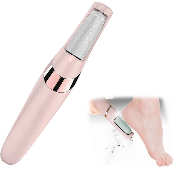 DS 무선 휘대용 충전 동력조절 더블드룰로 발각질제거기 뒤꿈치 발바닥 굳은살 각질 제거 관리, 핑크