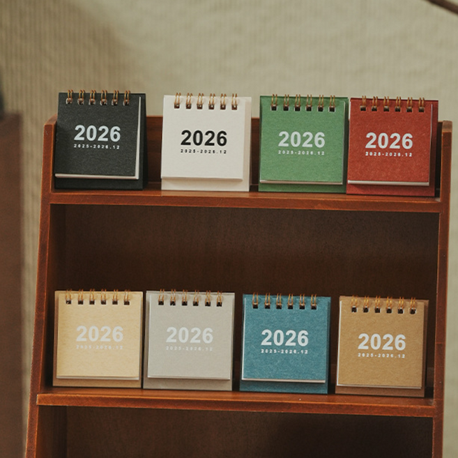 플래그잇 2026년 장식용 미니 데스크캘린더 세트, 1세트, 흰색+검은색