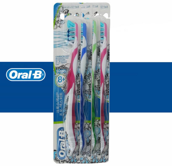 오랄비 청소년칫솔 4단계 8세이상 4개 크로스액션, 1개입, 1개