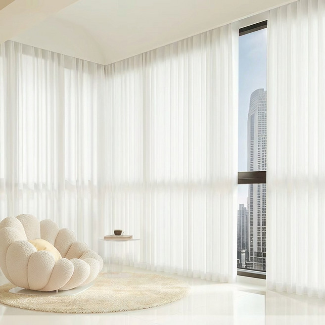 Roomxyd 쉬폰 커튼 도톰 비침없는 거실 커튼 가리개 커튼