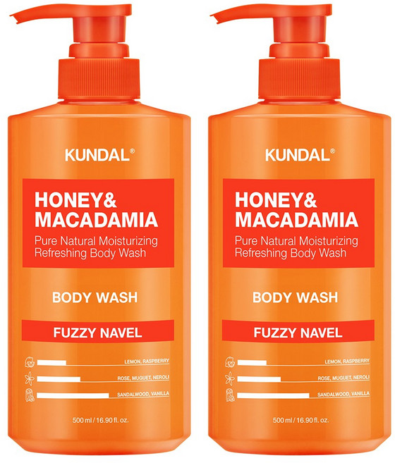 쿤달 허니 앤드 마카다미아 퓨어 바디워시 퍼지네이블향, 500ml, 2개