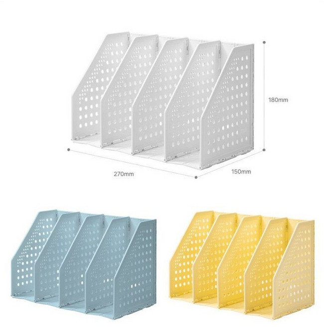 원터치 4단 폴딩식 접이식 공간활용 디자인 파일꽂이, 2개, 파스텔블루