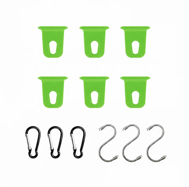 카라반 캠핑카 RV용 레일 어닝 고리 행거 후크 세트, 5. 연두3개 + 연두3개 + 비너3개 + S고리3개