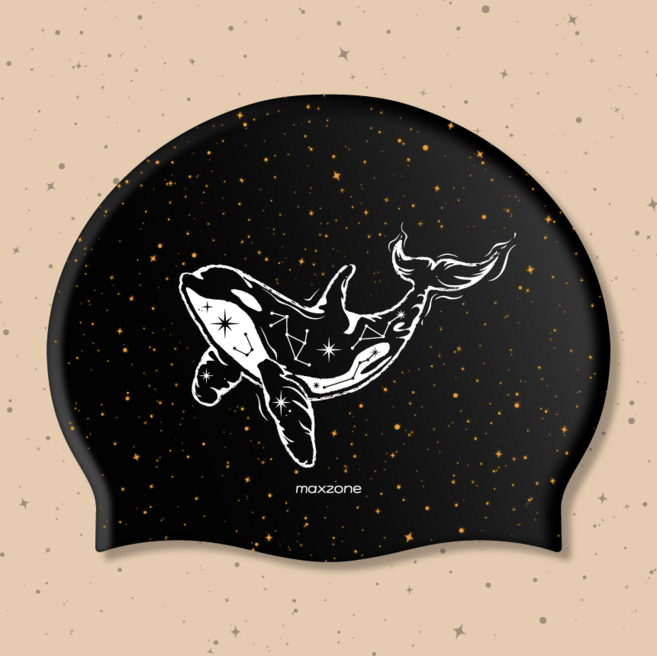 맥스존 별고래 빅사이즈 수모 대형 수영모 편한 수영 모자, 1개, 별고래골드