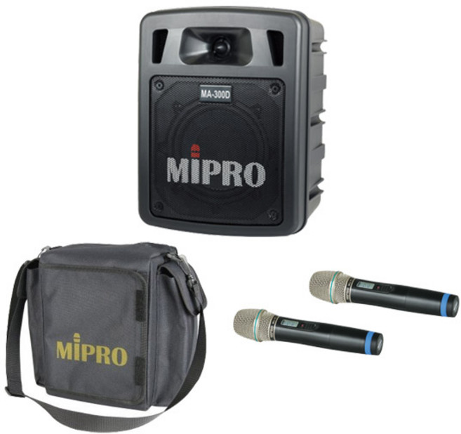 MIPRO MA-300D 雙頻 無線擴音機, 無分色(含收納包), 1箱, 配2支手持麥克風