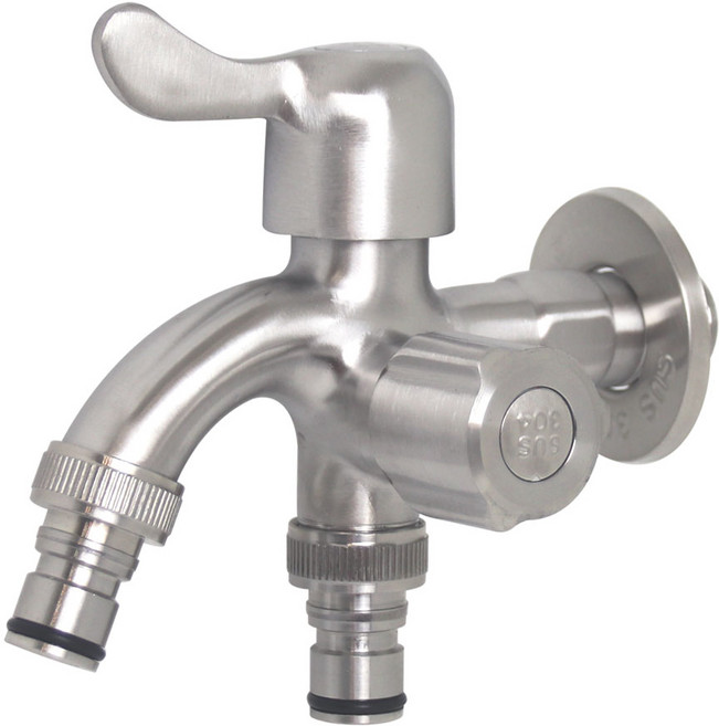 올스텐 SUS304 양커플링 양갈래 수도꼭지 두갈래 수전 세탁기 베란다, SUS304 더블커플링, 1개