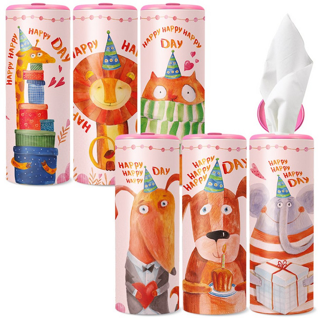 [본사직영] 리뉴얼 러블리 동물친구들 / 선물 집들이선물 인테리어소품 예쁜티슈 귀여운티슈, 1세트, 6개입