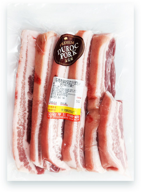 더푸드마켓 스페인 세계3대 돼지고기 듀록 흑돼지 구이용 오겹살 1kg, 1개