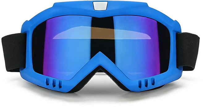 成人男女防風滑雪眼鏡 摩托車護目鏡 雪鏡, 藍框藍彩片, 1個