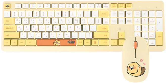 퓨전에프엔씨 카카오프렌즈 무선 키보드 + 마우스 세트, KFKM-200C, 춘식이, 일반형