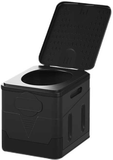 더원홈데코 캠핑용 휴대용 노지 차박 야외 이동식 간이 화장실 변기+응고제+봉투 세트, 1개, 블랙