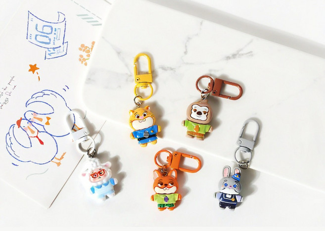 [5종세트]번블랙 캐릭터 미니 휴대폰 에어팟 버즈 가방 우정 단체선물 키링, 1세트, 주토피아5종