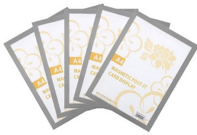 무타공 접착식 자석게시판 벽걸이 알림판 부착용 꽂이판 실버, 5개
