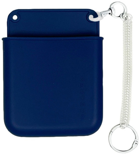 뽀너스 포켓쏙 실리콘 플러스 널스포켓 + 스프링 고리, 네이비, 1세트