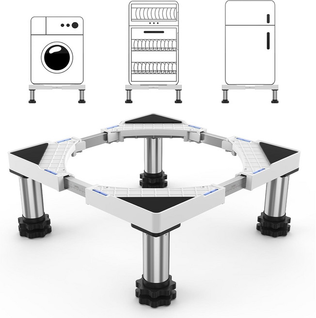 세탁기 냉장고 받침대 높이조절 진동소음감소 방수방진 다용도 바닥보호 거치대, 1개, JS-DJ-0043H-WH