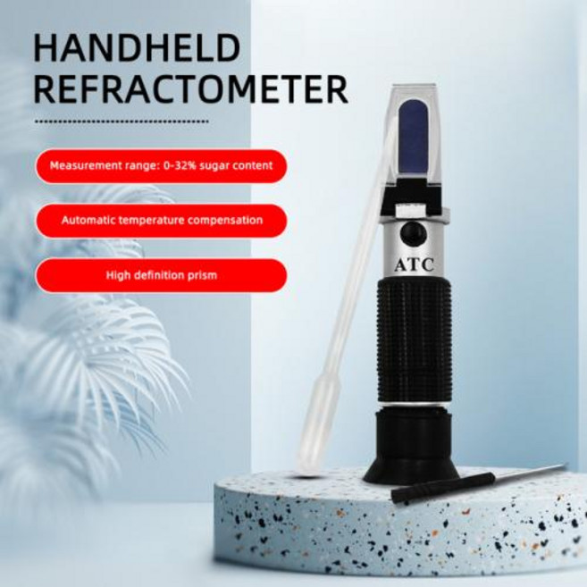 당도계 휴대용 알코올 굴절계 당 와인 농도 측정기 농도계 0-30% 알코올 맥주 0-80% 브릭스 포도 밀도 측정기, 1개