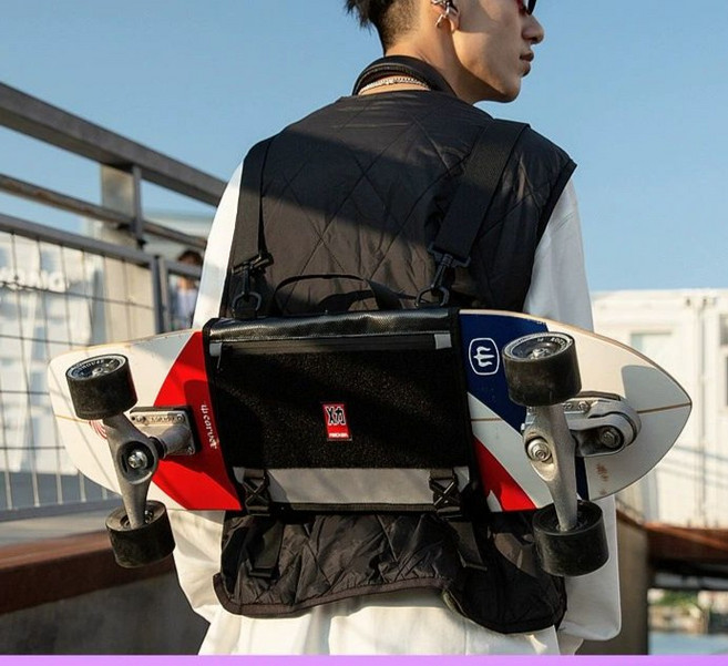 롱보드 가방 스케이트보드 케이스 수납백 백팩 배낭 스포츠 크로니 파우치, 블랙레드