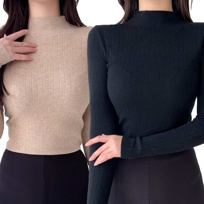 베르슈어 반목 폴라 터틀넥 니트 2종 세트
