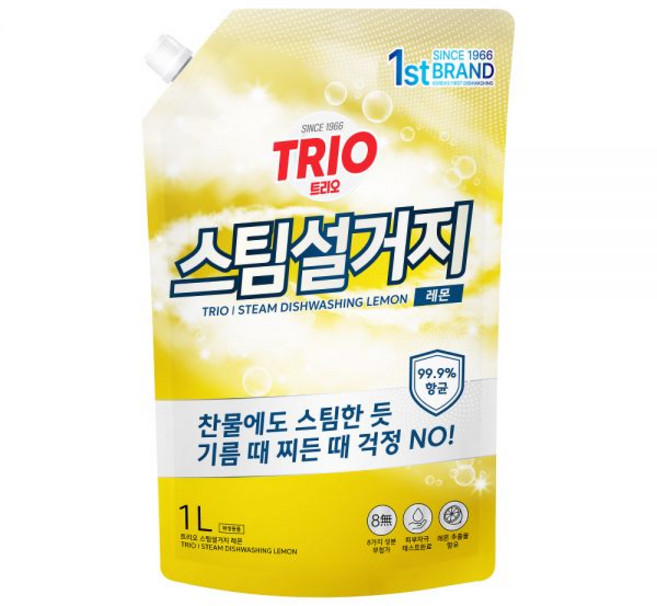 트리오 스팀설거지 레몬 1L파우치, 1L, 1개