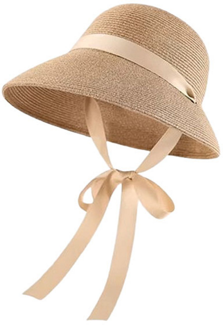 유어더메인 여성 여름 리본 레이스 라탄 벙거지 챙 밀짚 왕골 모자