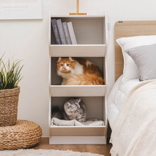 아이리스 코리아 웨이브 고양이 캣타워 숨숨집 수납장 아파트 하우스 KSB 3단, 3단 화이트