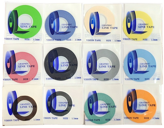 1.0mm 접착 라인 테이프 디자인 테이프 마네킹 마킹테이프 얇은테이프 그래픽 테이프 13색상, 1.0mm 블랙, 1개