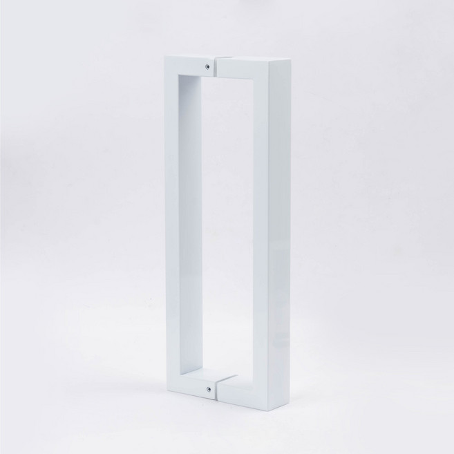 철물파크 스텐 사각 강화도어 손잡이 340mm 40x20mm 화이트반광 유리문 철문 가마찌 상가 출입문, 1개