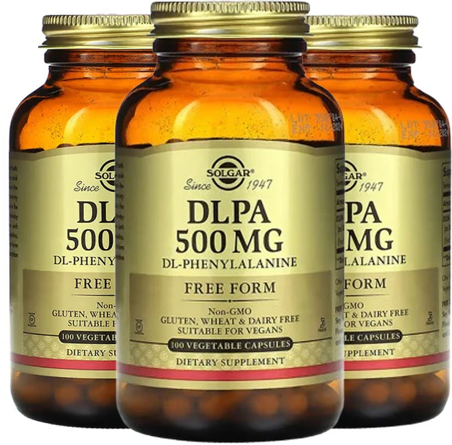 Solgar DLPA DL-페닐알라닌 자유 형태 500mg 식물성 캡슐 100정 x 3, 3개 - 쿠팡