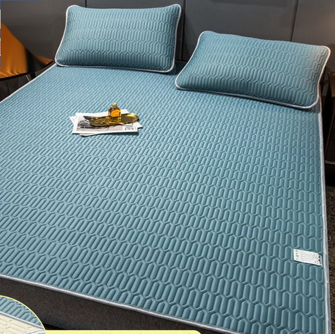 Yongxu 여름침대매트 천연 라텍스 돗자리 소프트 돗자리 스케이트 방지 실크 돗자리 냉감패드, 90*200cm, 블루