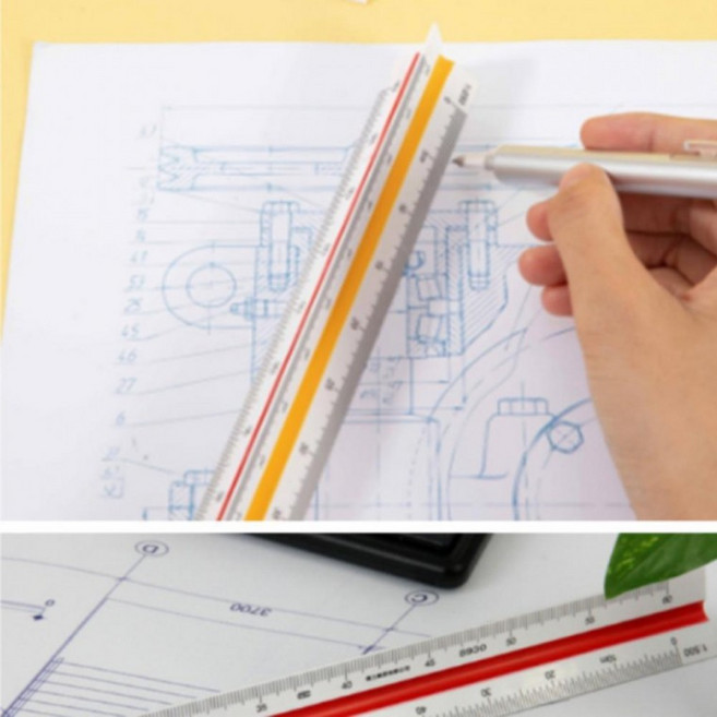 좋은 재단 제도용 삼각자 삼각 스케일자 축적자 15cm 30cm, 1개, 15cm고배율