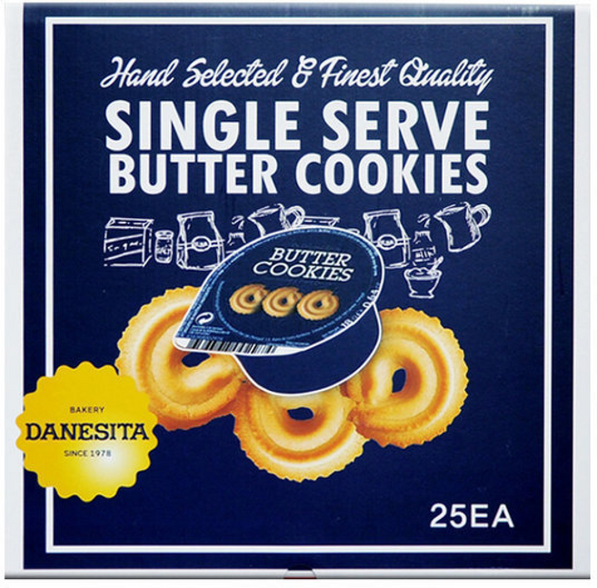 댄케이크 버터쿠키 싱글서브 (입) 단케이크 포션 버터 쿠키 개별포장, 450g, 25개