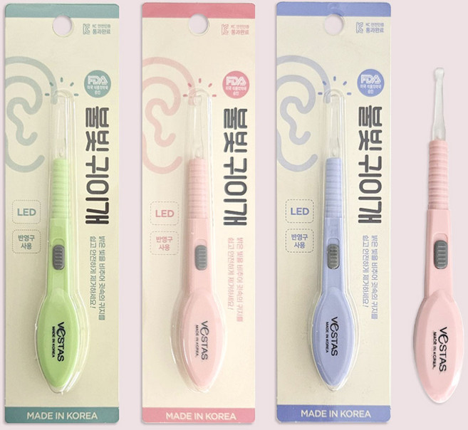 베스타스 LED 불빛귀이개 /유아 귀청소, 2개입, 1세트