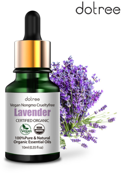 도트리 비건 유기농 라벤더 100% 퓨어 내추럴 아로마 에센셜 오일, 1개, 10ml