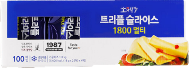 동원 트리플 슬라이스치즈 100매 1.8kg(18gx100매), 18g, 100개