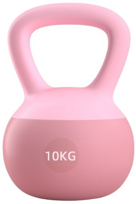 健身壺鈴 粉色 PVC 軟膠 居家運動 塑形美體, 1個, 10kg