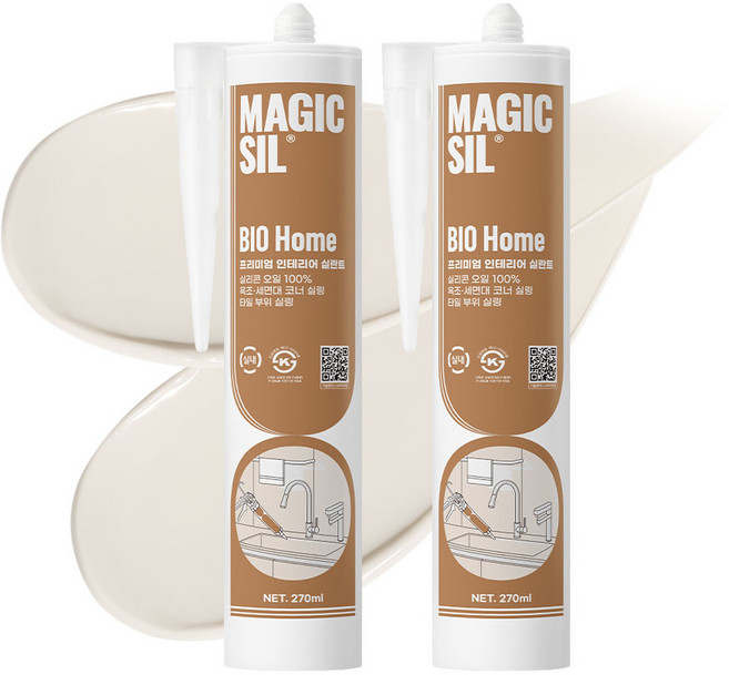 오성 매직씰 바이오 홈 항균 실리콘 노즐포함 베이지 270ml, 2개