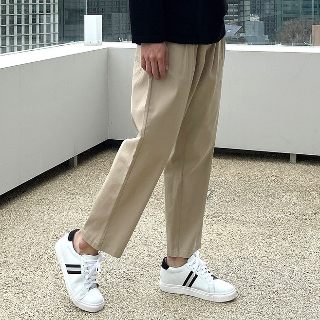 더맨쉽 허리밴딩 코튼 스판 와이드 9부 팬츠 SPTCP17005